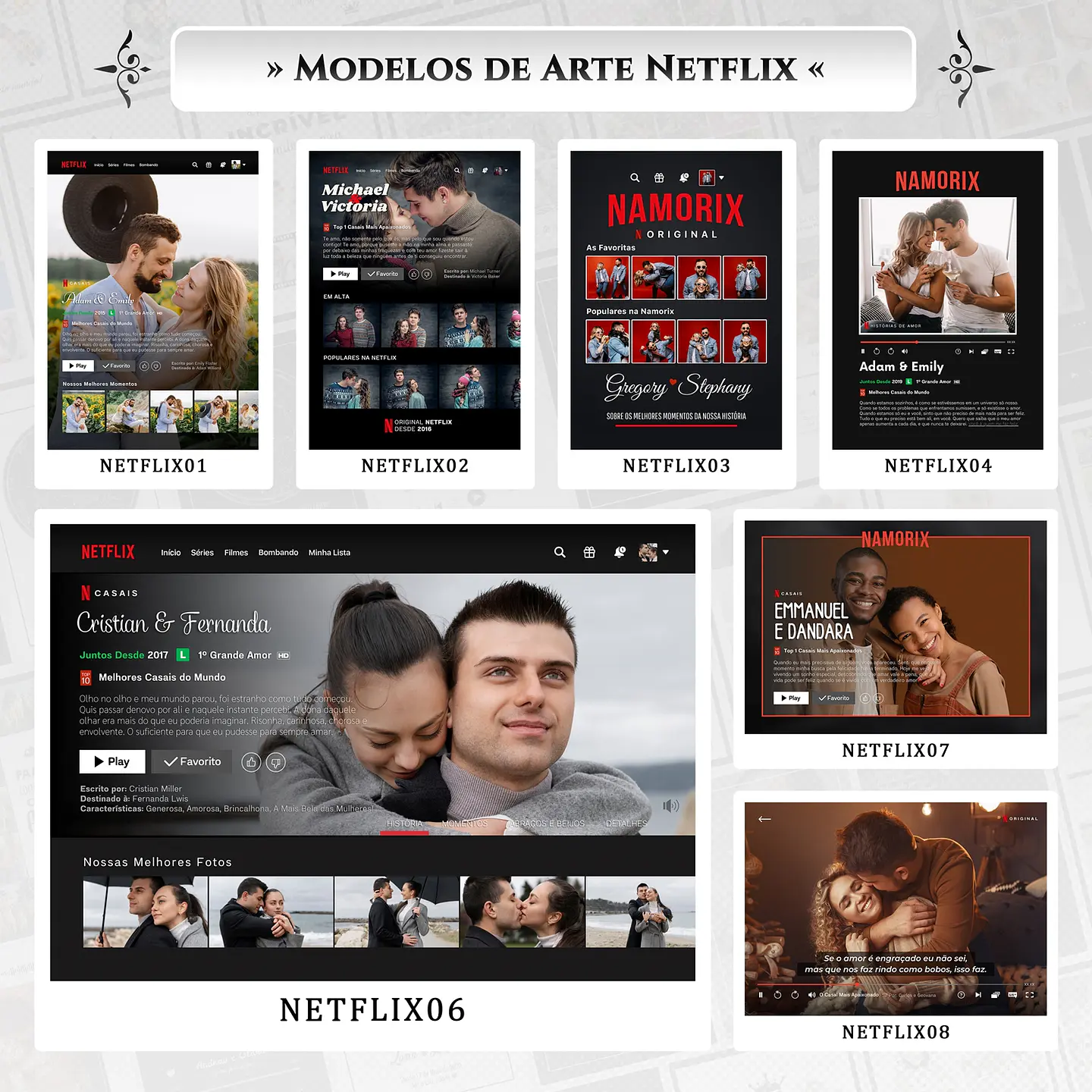 Artes para Quadros Netflix Namorix 7 Arquivos Editáveis Photoshop 1