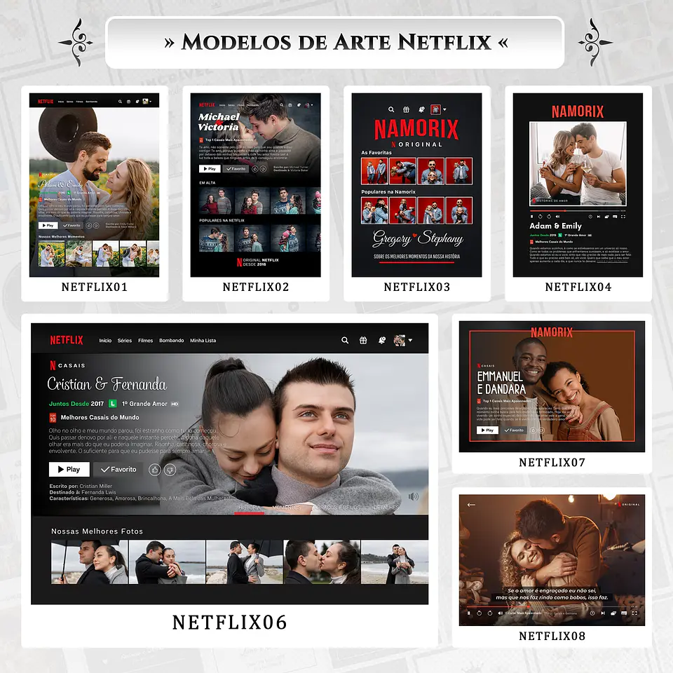 Artes para Quadros Netflix Namorix 7 Arquivos Editáveis Photoshop 1