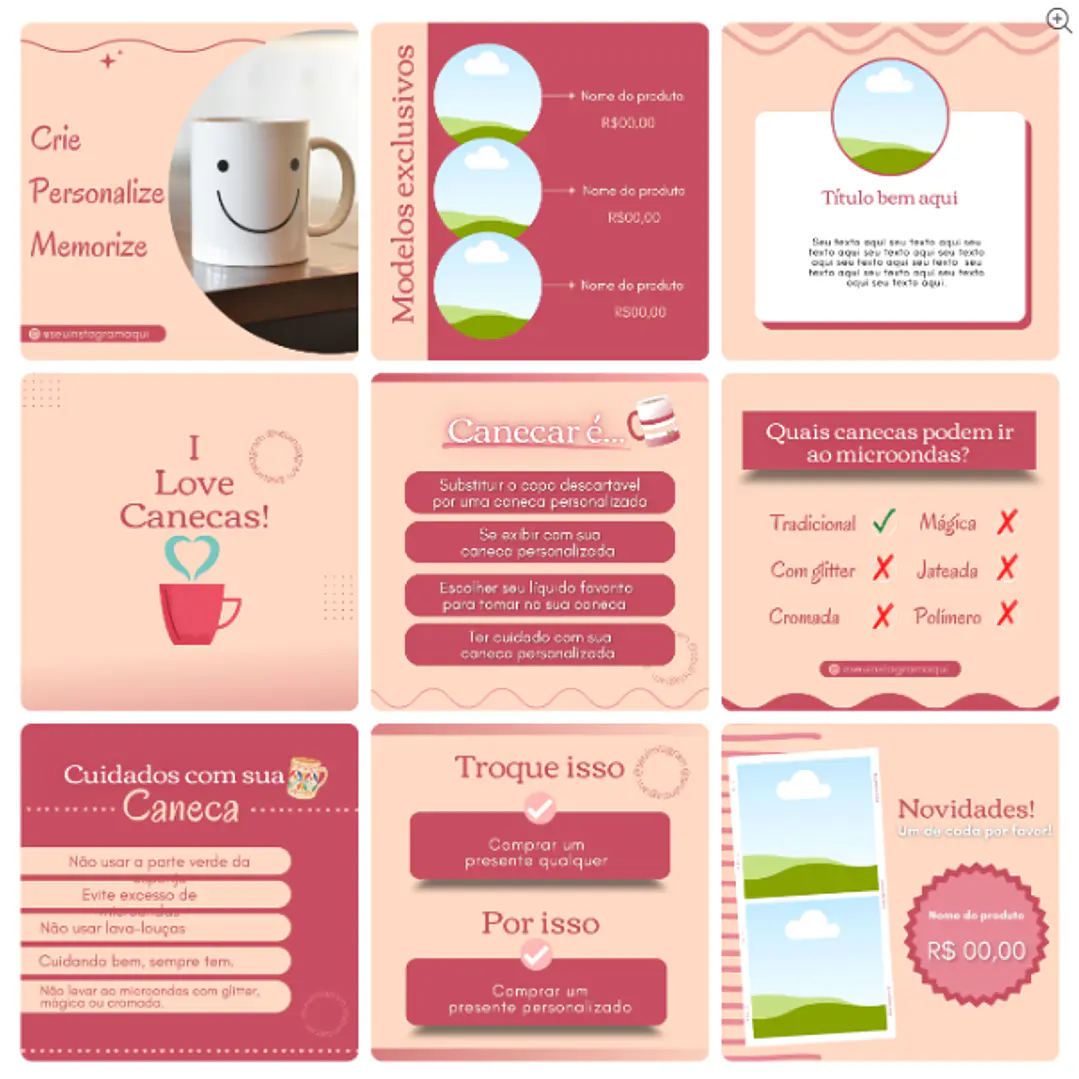 Pack Canva Sublimação Loja de Personalizados Templates Editável 130 Artes + Bônus 4