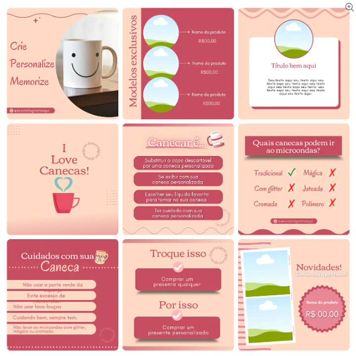 Pack Canva Sublimação Loja de Personalizados Templates Editável 130 Artes + Bônus 4