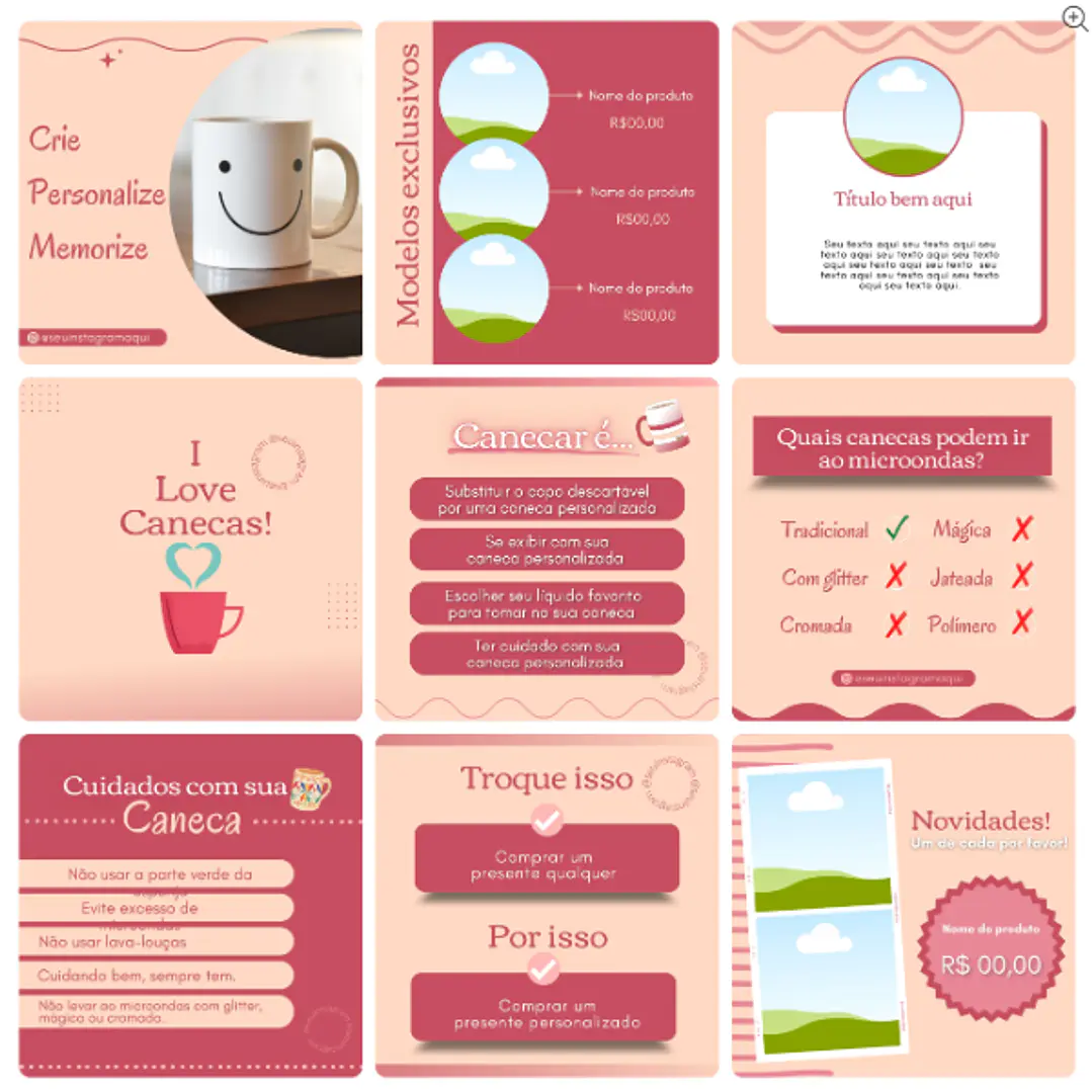 Pack Canva Sublimação Loja de Personalizados Templates Editável 130 Artes + Bônus 4