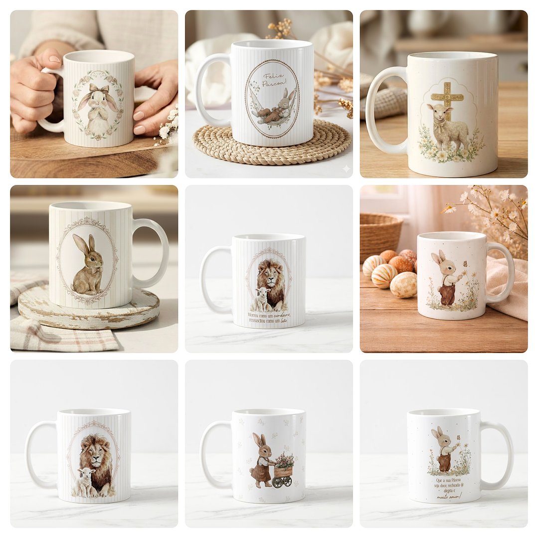 40 Artes para Caneca Páscoa Minimalista Arquivo em Jpg 2