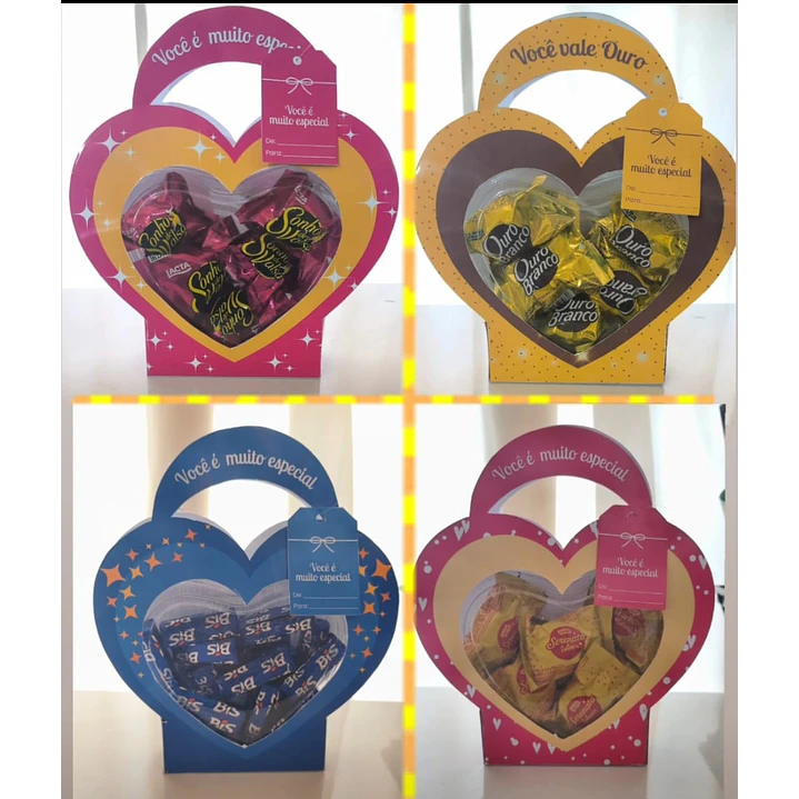 Arquivo para Sacolinha Coração para chocolates Arquivo em Pdf 1
