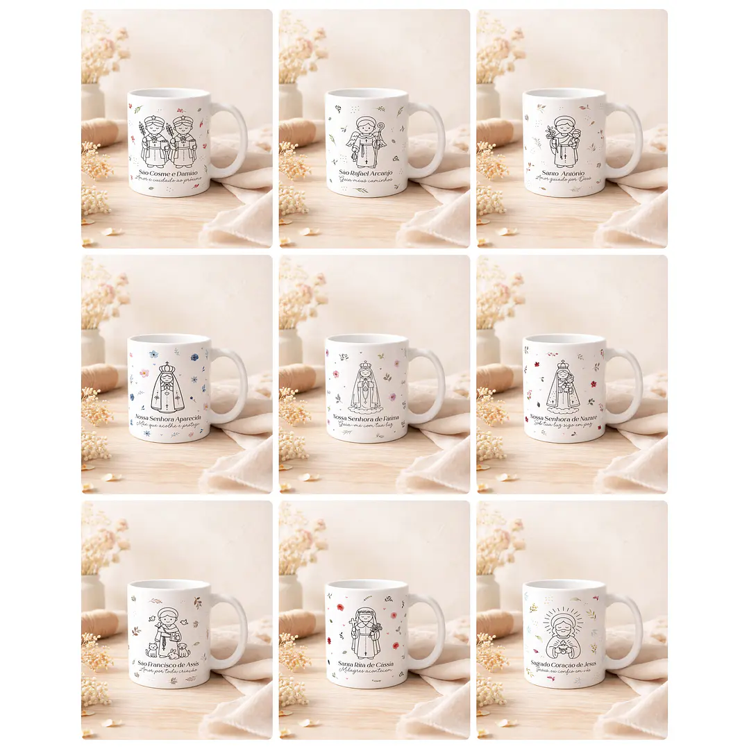20 Artes para Caneca Santinhos Minimalista Arquivo em Editável 1