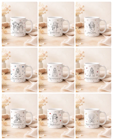 20 Artes para Caneca Santinhos Minimalista Arquivo em Editável