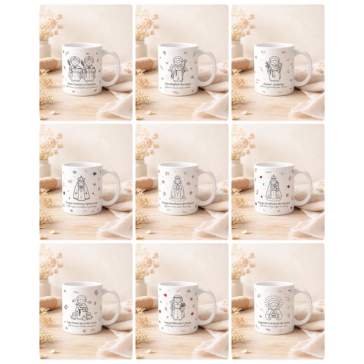 20 Artes para Caneca Santinhos Minimalista Arquivo em Editável 1