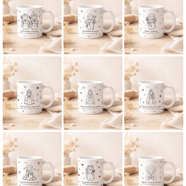 20 Artes para Caneca Santinhos Minimalista Arquivo em Editável 1