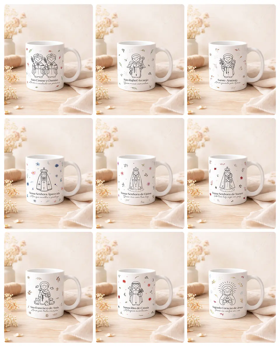 20 Artes para Caneca Santinhos Minimalista Arquivo em Editável 1