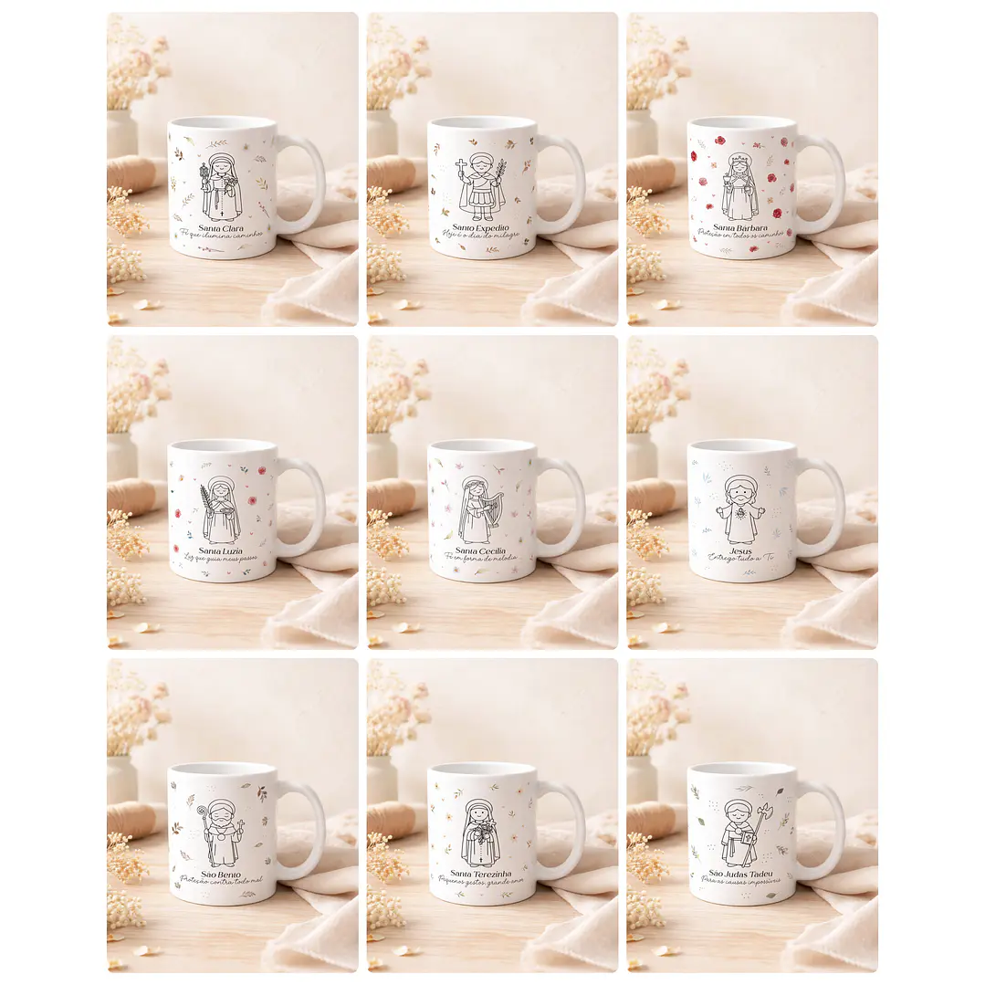 20 Artes para Caneca Santinhos Minimalista Arquivo em Editável 2