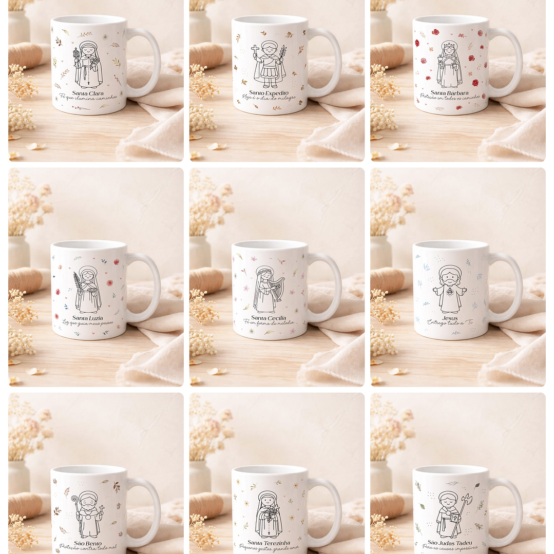 20 Artes para Caneca Santinhos Minimalista Arquivo em Editável 2