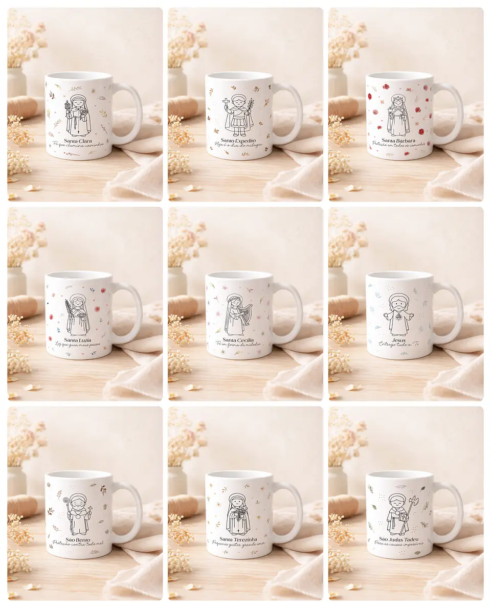 20 Artes para Caneca Santinhos Minimalista Arquivo em Editável 2