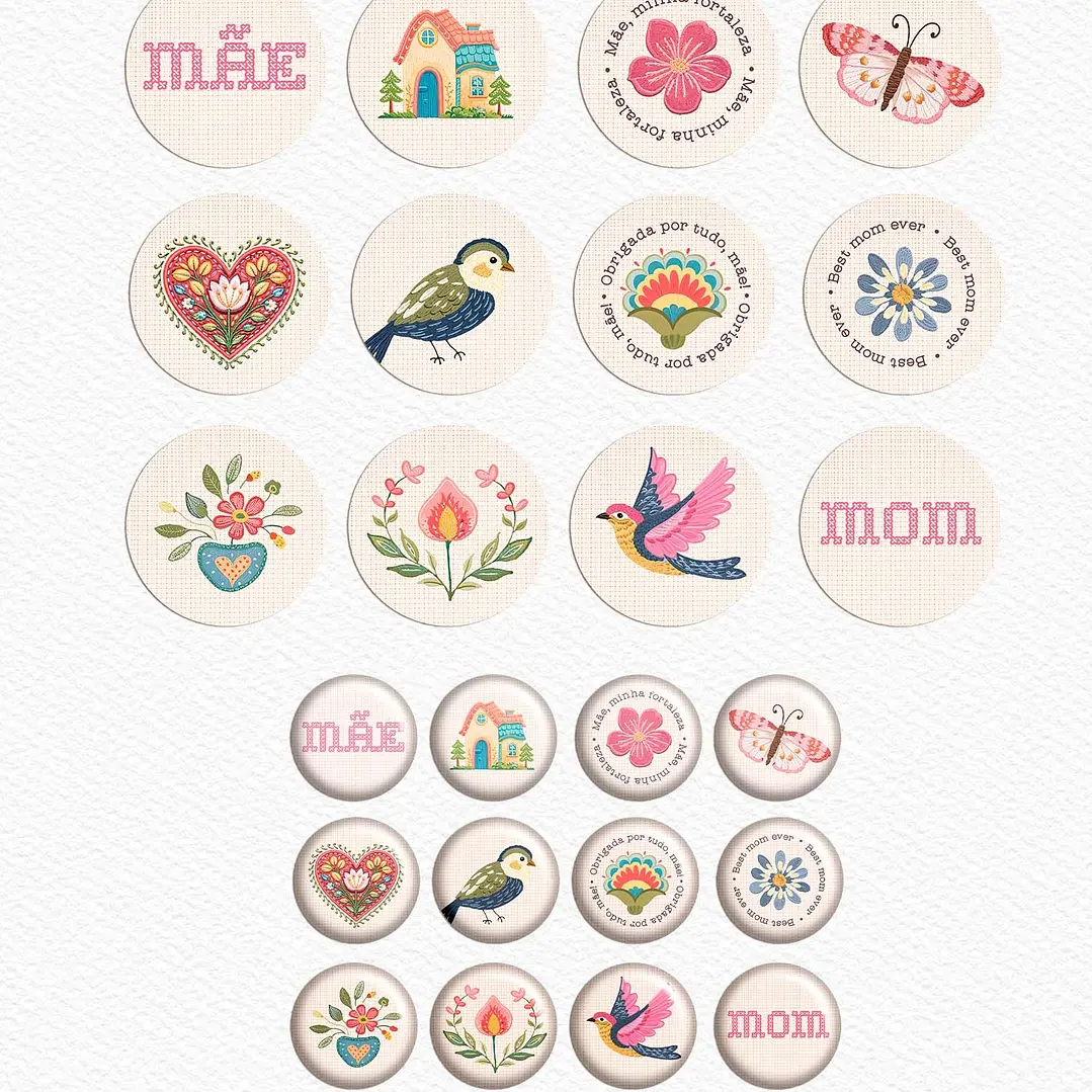 Kit Digital Combão Ilustrações Dia das Mães + Papéis em Png 2