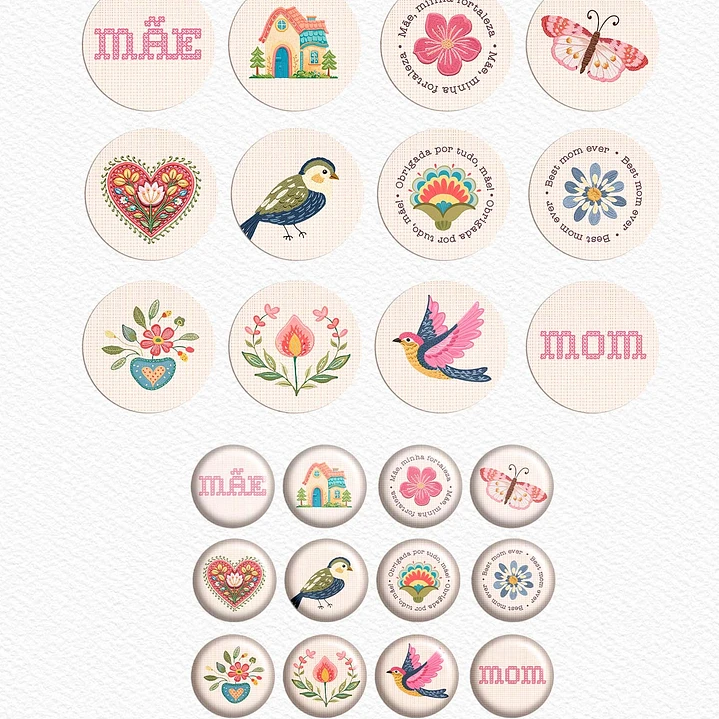 Kit Digital Combão Ilustrações Dia das Mães + Papéis em Png 2