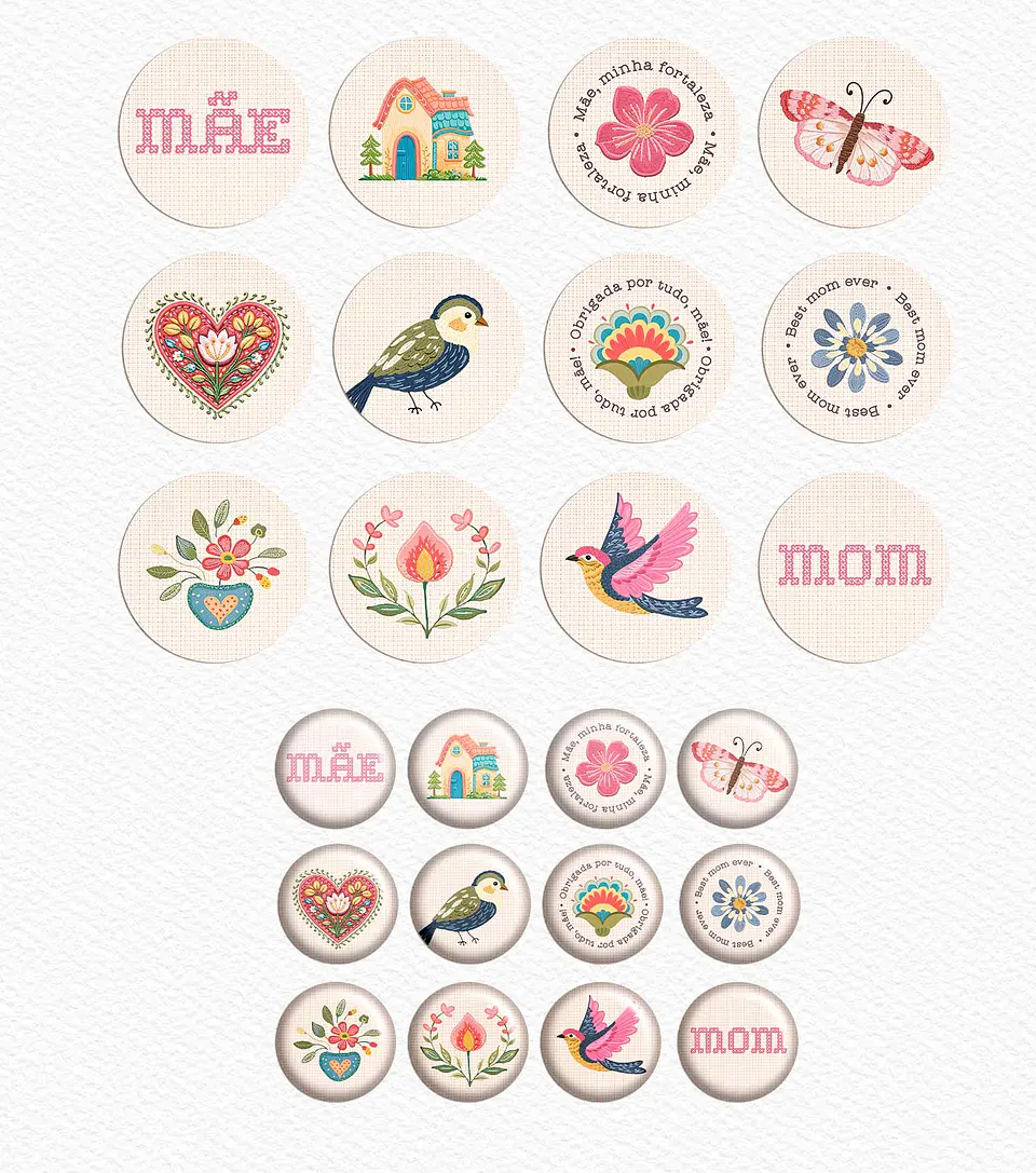 Kit Digital Combão Ilustrações Dia das Mães + Papéis em Png 2