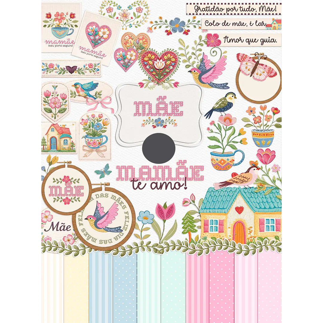 Kit Digital Combão Ilustrações Dia das Mães + Papéis em Png 3