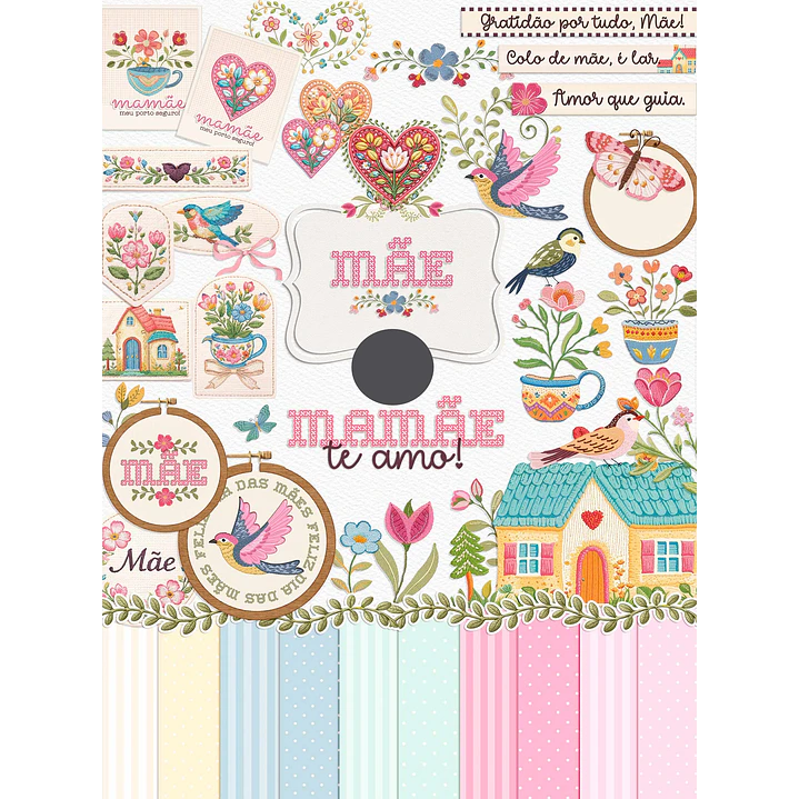 Kit Digital Combão Ilustrações Dia das Mães + Papéis em Png 3