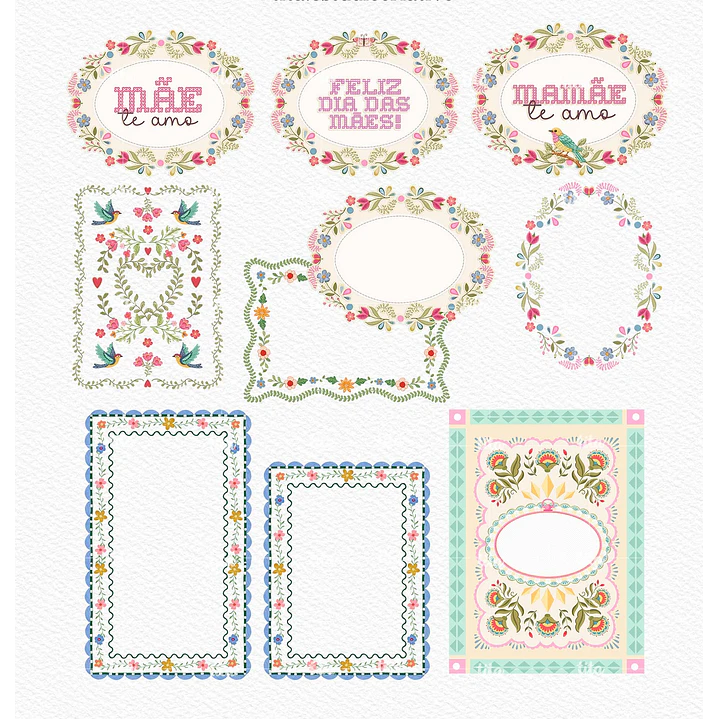 Kit Digital Combão Ilustrações Dia das Mães + Papéis em Png 4