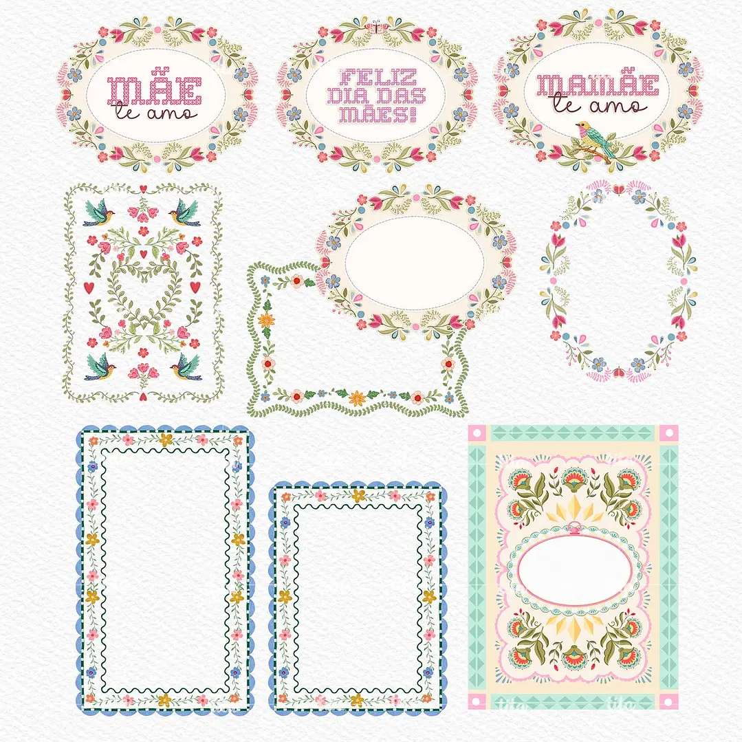 Kit Digital Combão Ilustrações Dia das Mães + Papéis em Png 4