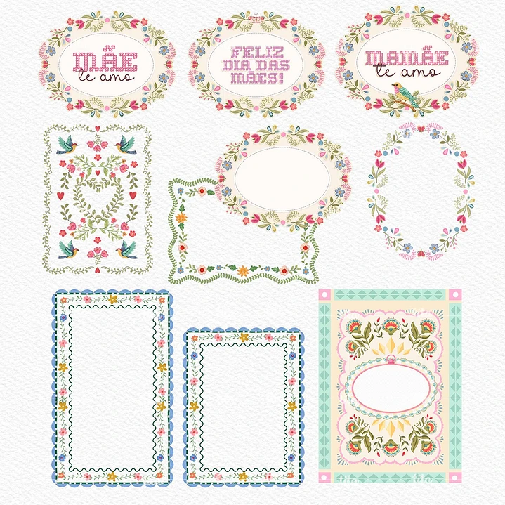 Kit Digital Combão Ilustrações Dia das Mães + Papéis em Png 4