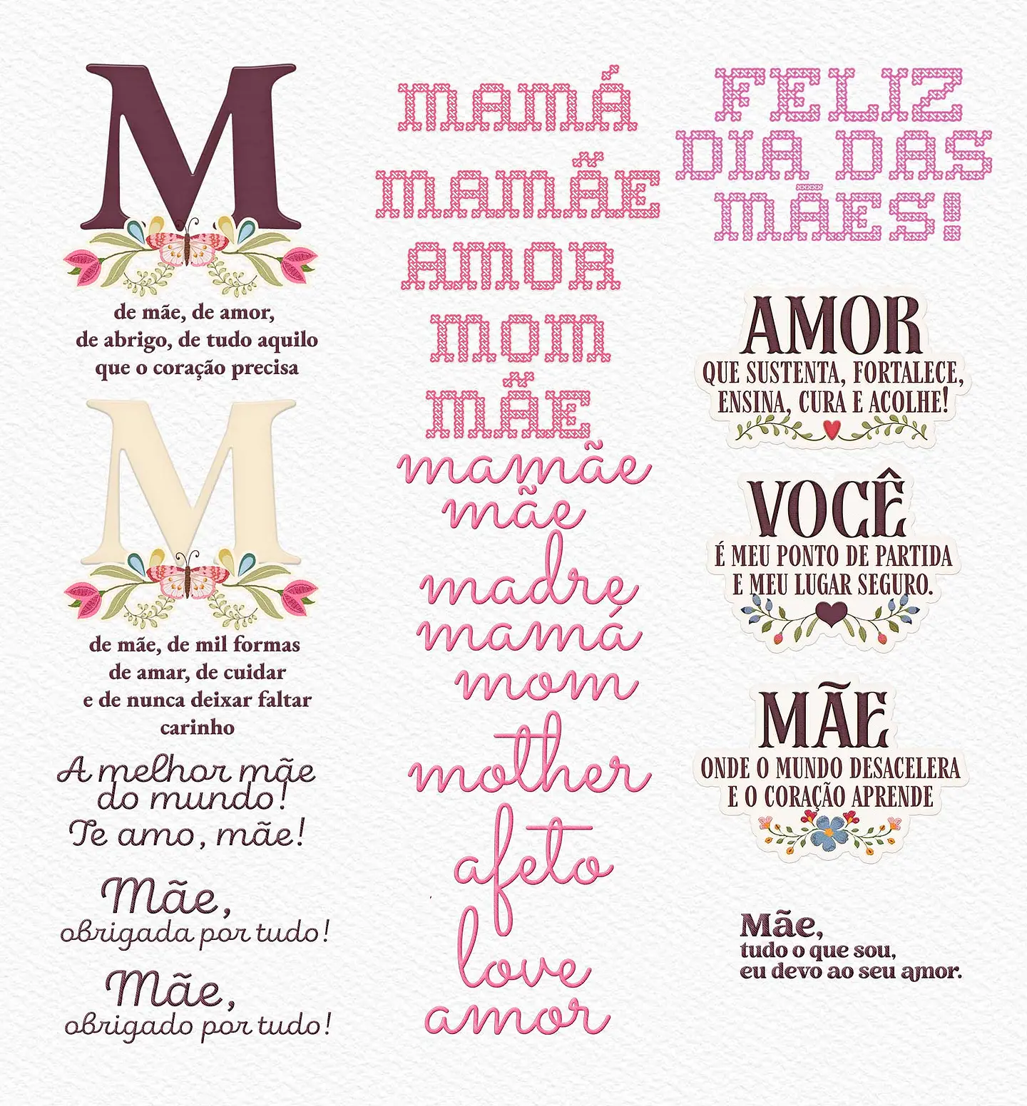 Kit Digital Combão Ilustrações Dia das Mães + Papéis em Png 6