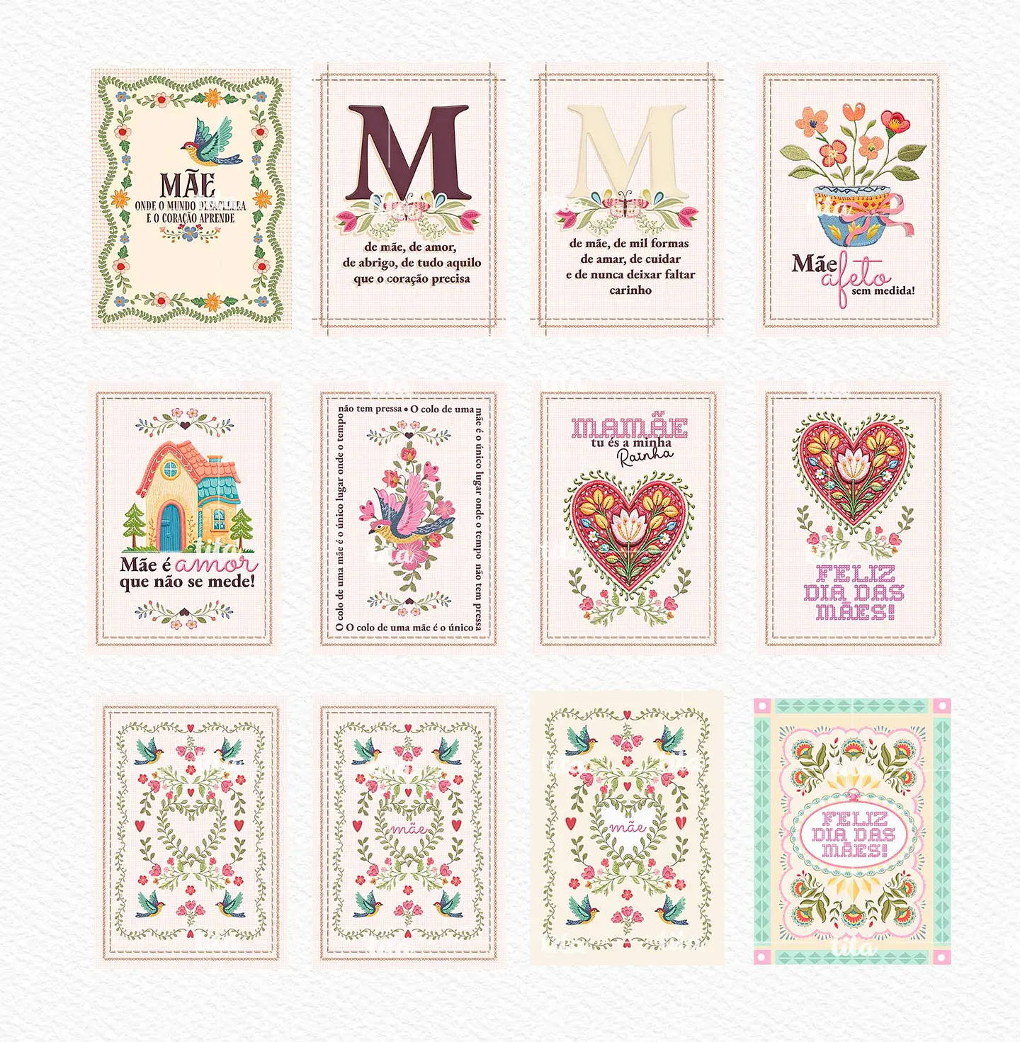 Kit Digital Combão Ilustrações Dia das Mães + Papéis em Png 7