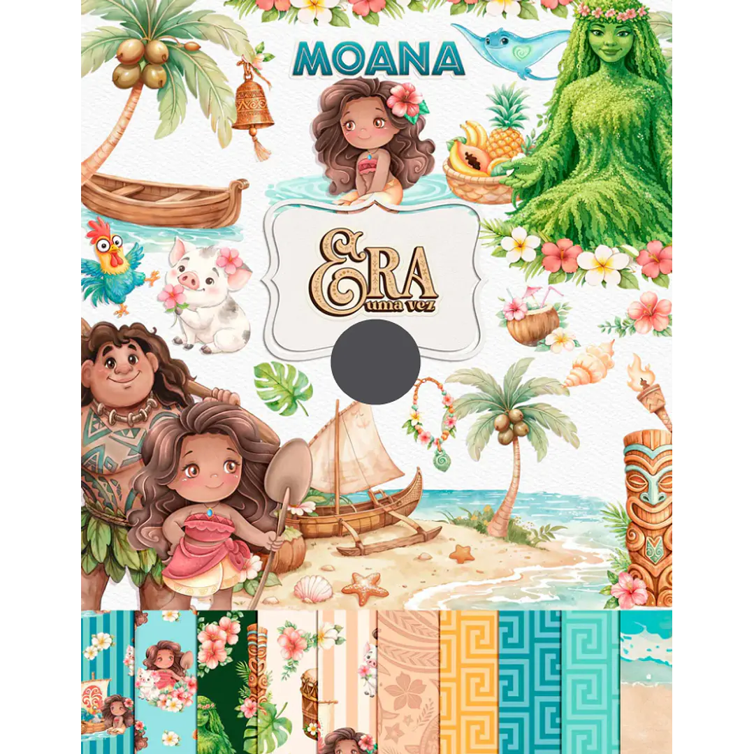 Kit Digital Princesas da Disney Moana, Cinderela e Rapunzel em Png  1