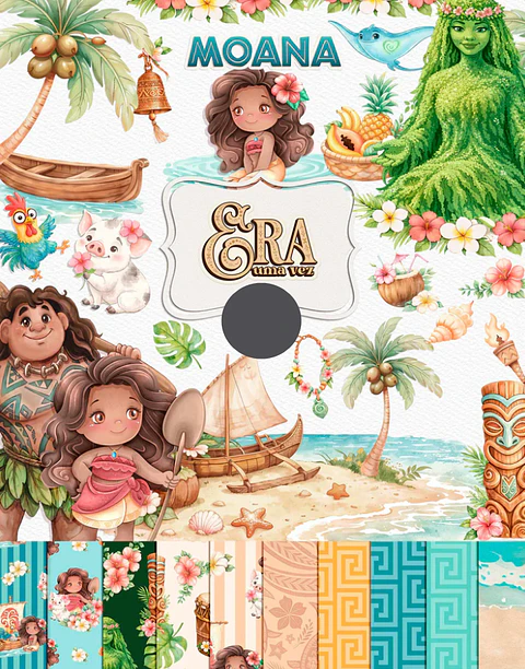 Kit Digital Princesas da Disney Moana, Cinderela e Rapunzel em Png 