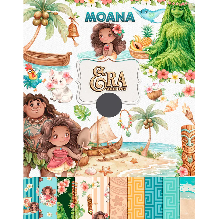 Kit Digital Princesas da Disney Moana, Cinderela e Rapunzel em Png  1
