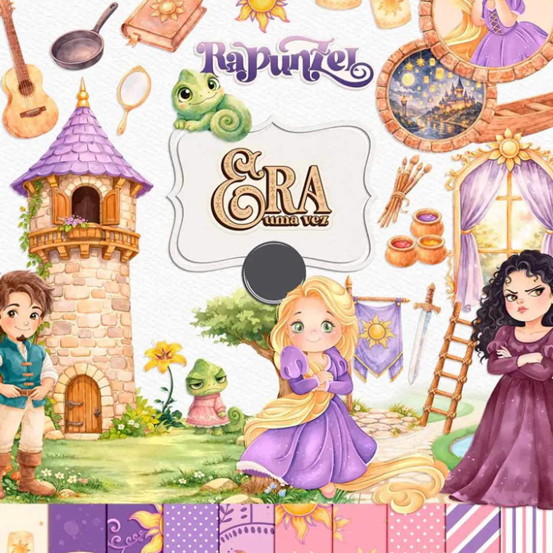 Kit Digital Princesas da Disney Moana, Cinderela e Rapunzel em Png  7