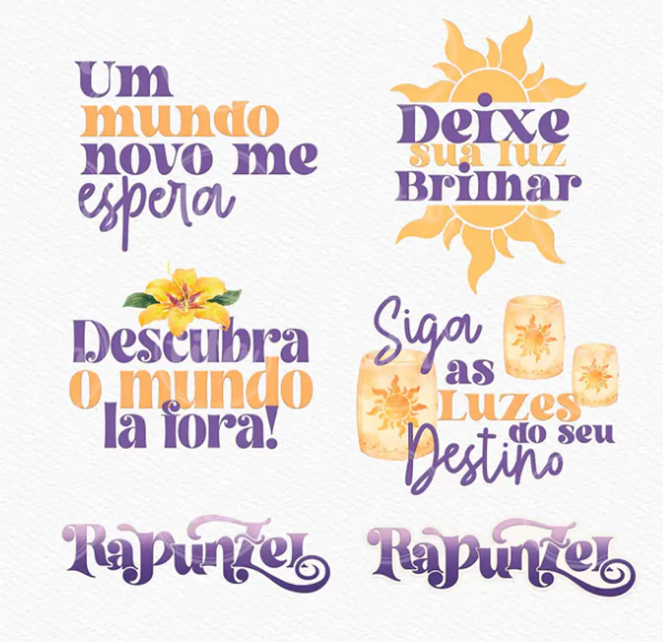 Kit Digital Princesas da Disney Moana, Cinderela e Rapunzel em Png  9