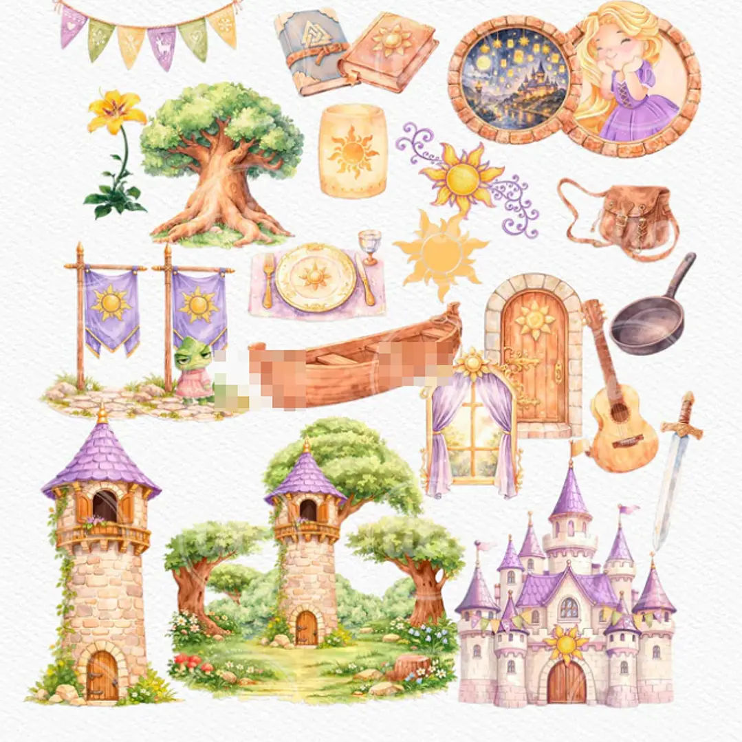 Kit Digital Princesas da Disney Moana, Cinderela e Rapunzel em Png  10