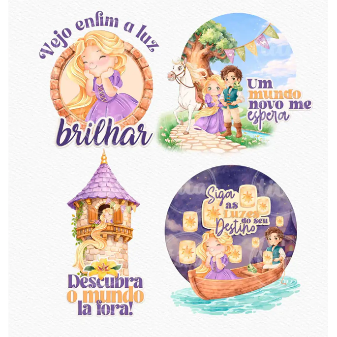 Kit Digital Princesas da Disney Moana, Cinderela e Rapunzel em Png  12