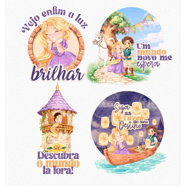 Kit Digital Princesas da Disney Moana, Cinderela e Rapunzel em Png  12
