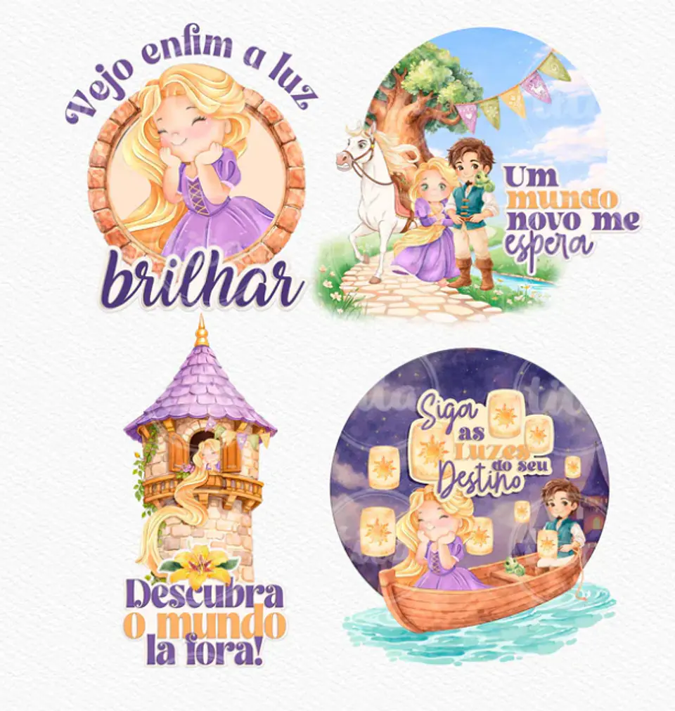 Kit Digital Princesas da Disney Moana, Cinderela e Rapunzel em Png  12