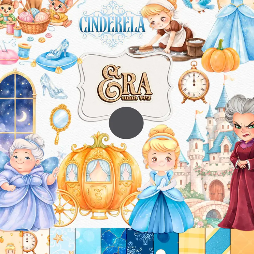 Kit Digital Princesas da Disney Moana, Cinderela e Rapunzel em Png  13