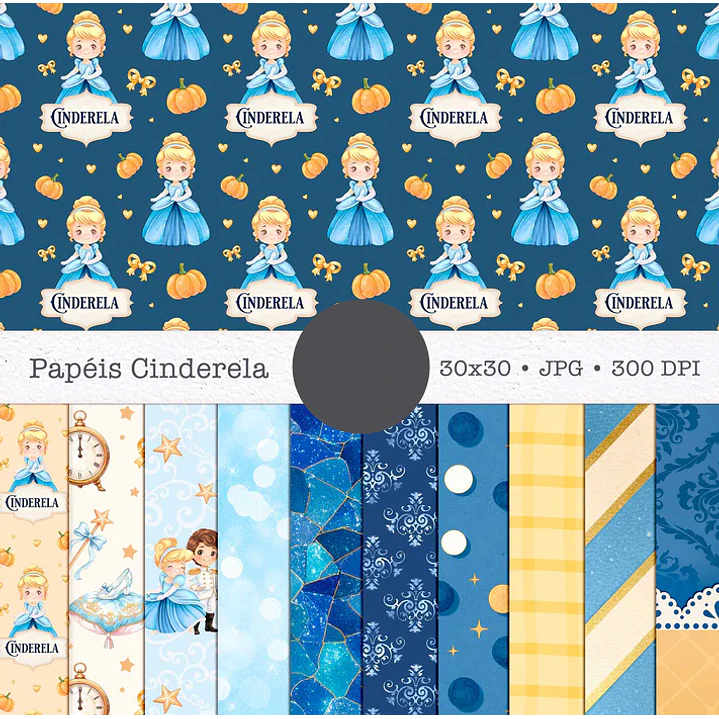 Kit Digital Princesas da Disney Moana, Cinderela e Rapunzel em Png  14