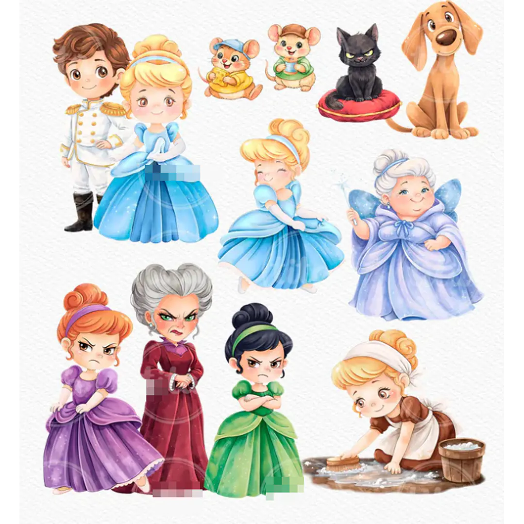 Kit Digital Princesas da Disney Moana, Cinderela e Rapunzel em Png  16