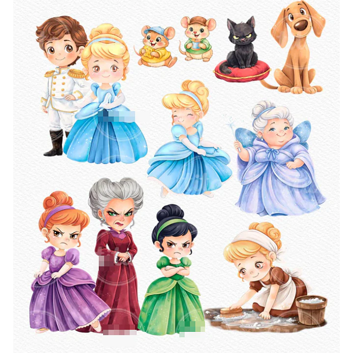 Kit Digital Princesas da Disney Moana, Cinderela e Rapunzel em Png  16