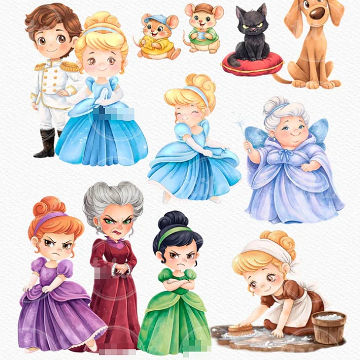 Kit Digital Princesas da Disney Moana, Cinderela e Rapunzel em Png  16