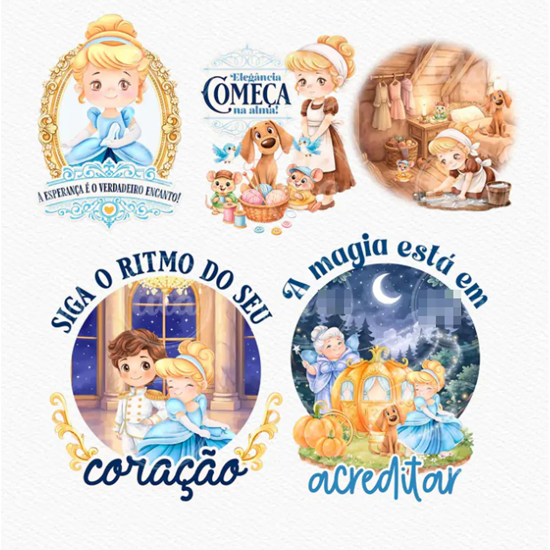 Kit Digital Princesas da Disney Moana, Cinderela e Rapunzel em Png  18