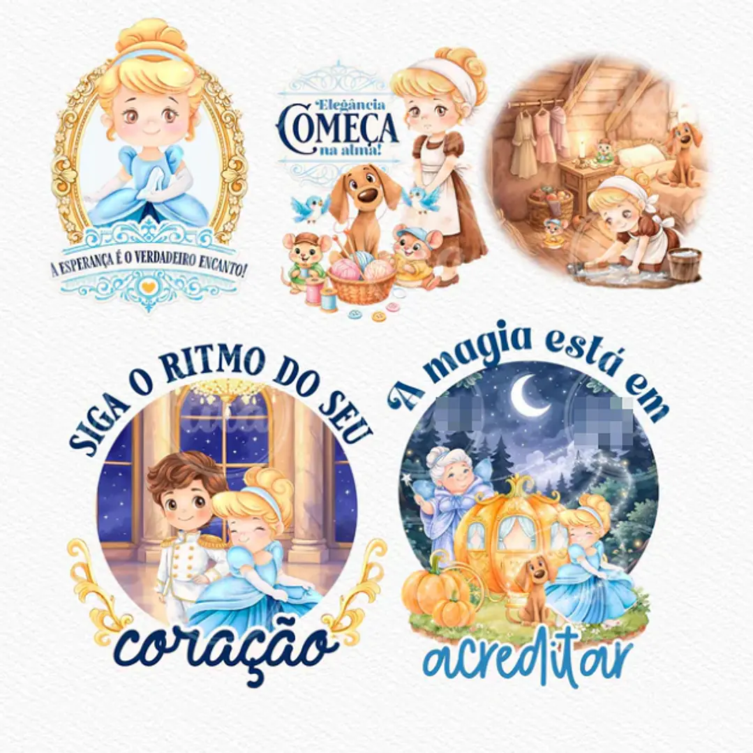 Kit Digital Princesas da Disney Moana, Cinderela e Rapunzel em Png  18