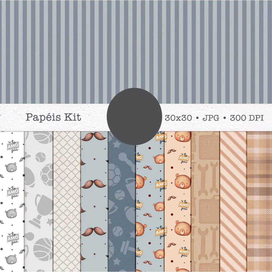 Kit Digital Querido Papai - Combo Ilustrações e Papéis em Png 7