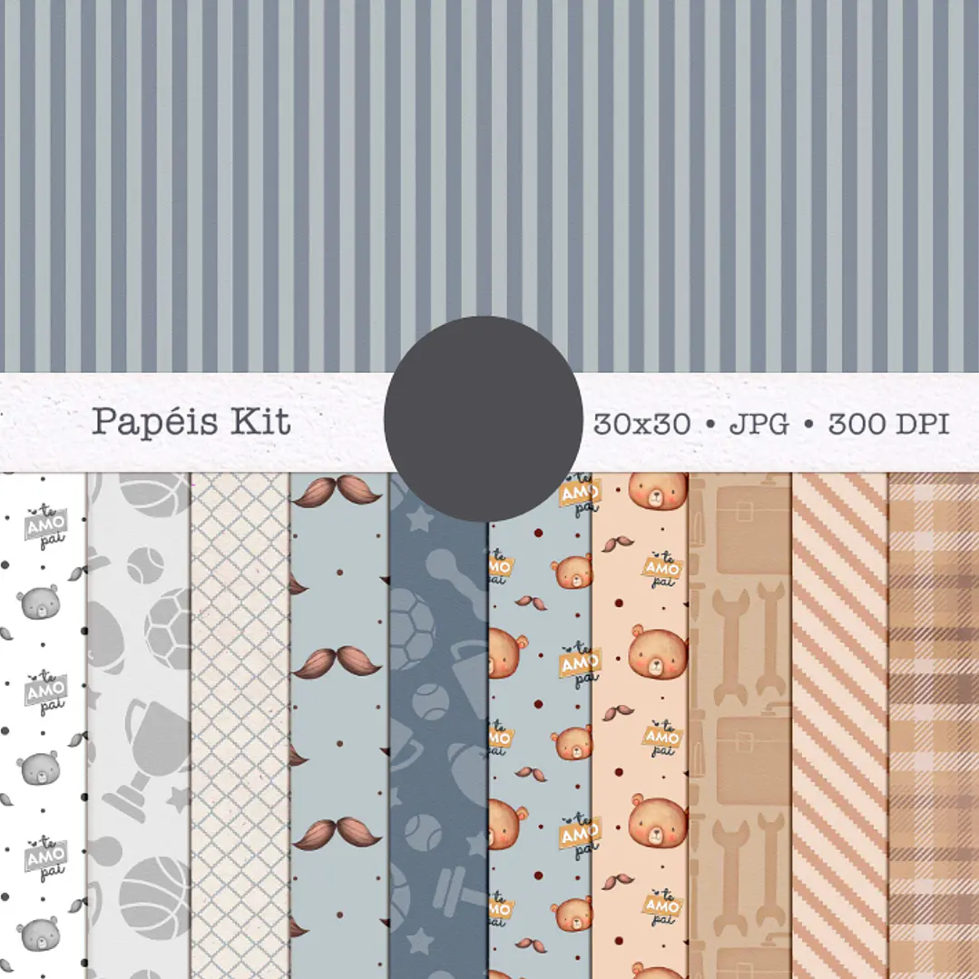 Kit Digital Querido Papai - Combo Ilustrações e Papéis em Png 7