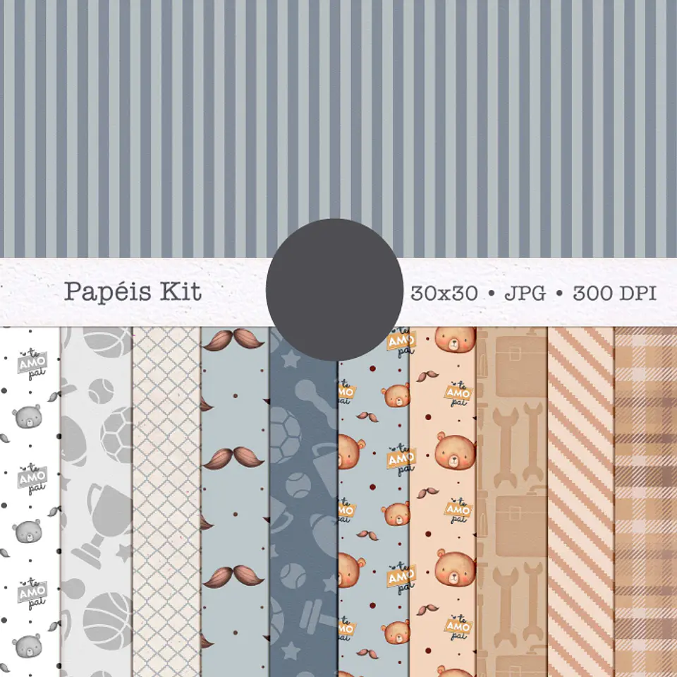 Kit Digital Querido Papai - Combo Ilustrações e Papéis em Png 7