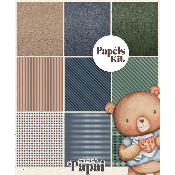 Kit Digital Querido Papai - Combo Ilustrações e Papéis em Png 11
