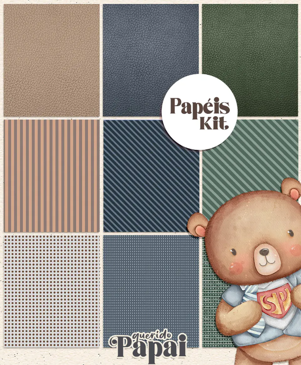 Kit Digital Querido Papai - Combo Ilustrações e Papéis em Png 11