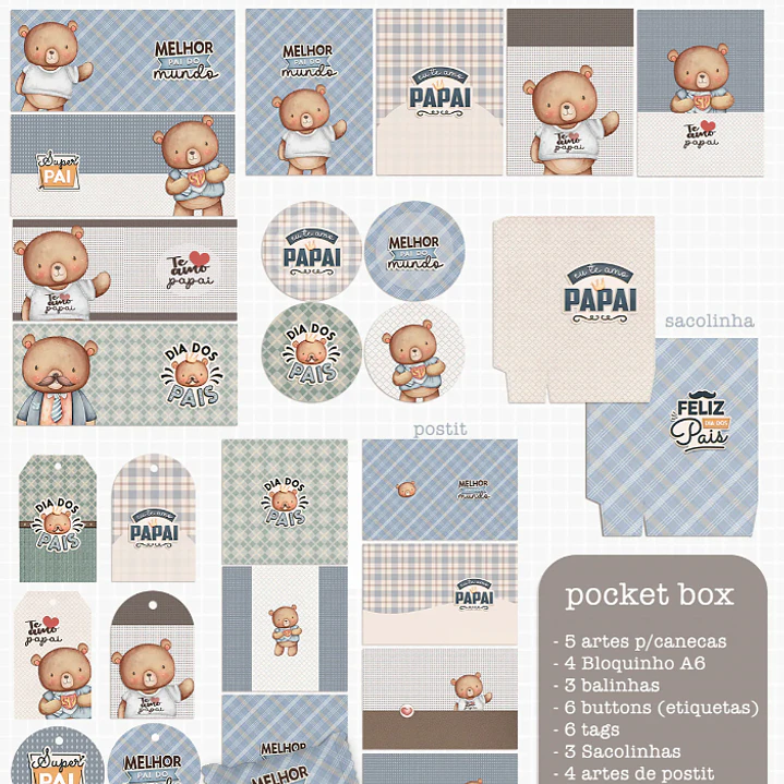 Kit Digital Querido Papai - Combo Ilustrações e Papéis em Png 15