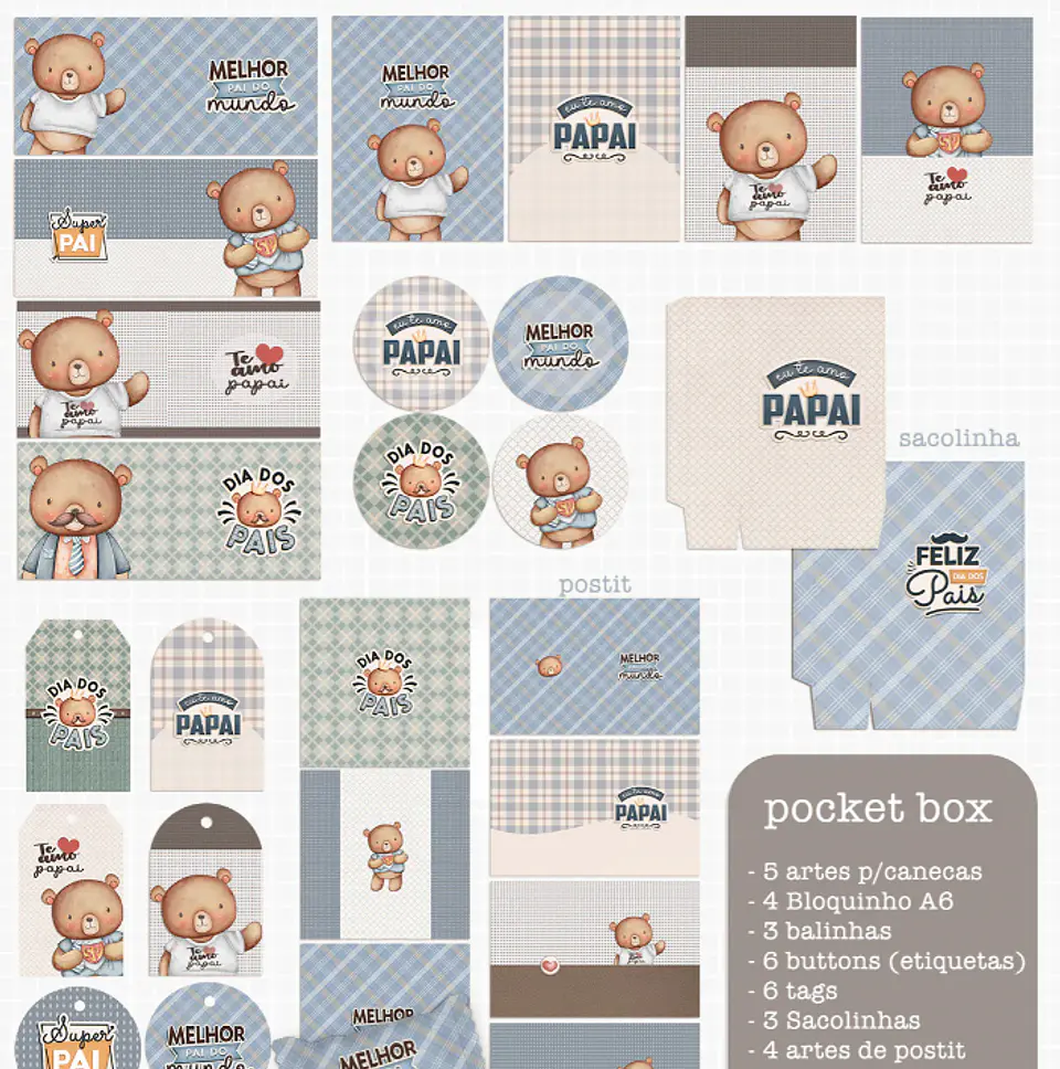 Kit Digital Querido Papai - Combo Ilustrações e Papéis em Png 15