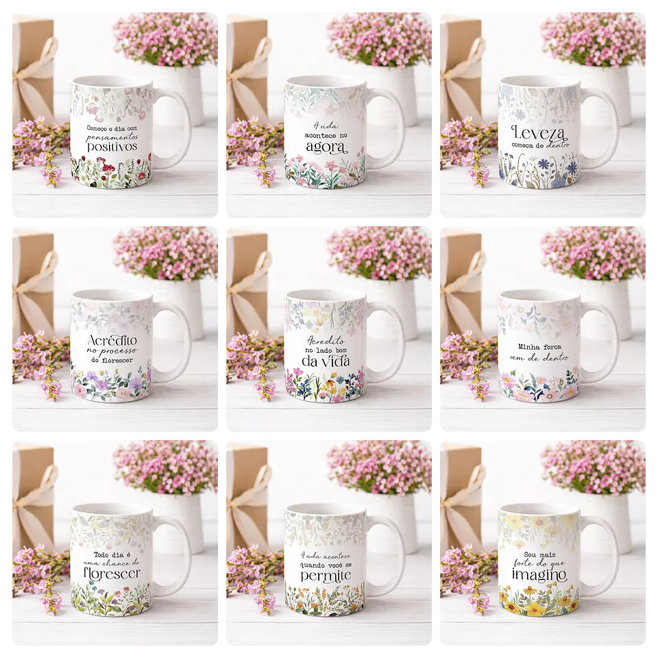 20 Artes para Caneca Frases Florescer Frases Motivacionais Arquivo Editável 1