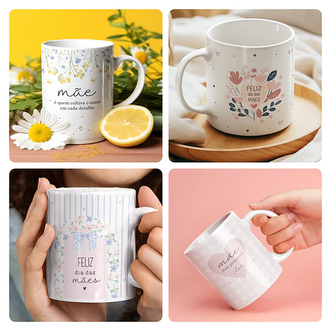 30 Artes para Caneca Xicara e Azulejo Dia das Mães Arquivo Editável 